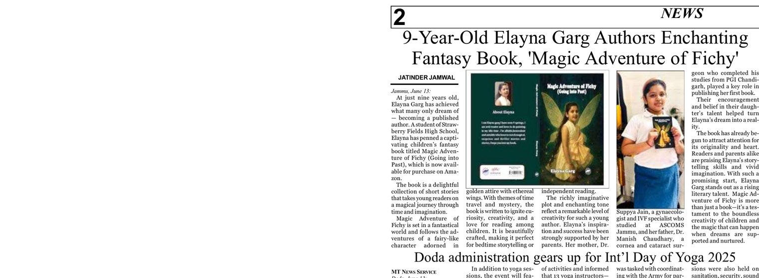 Mercury Times newspaper clipping about Elayna Garg's first book