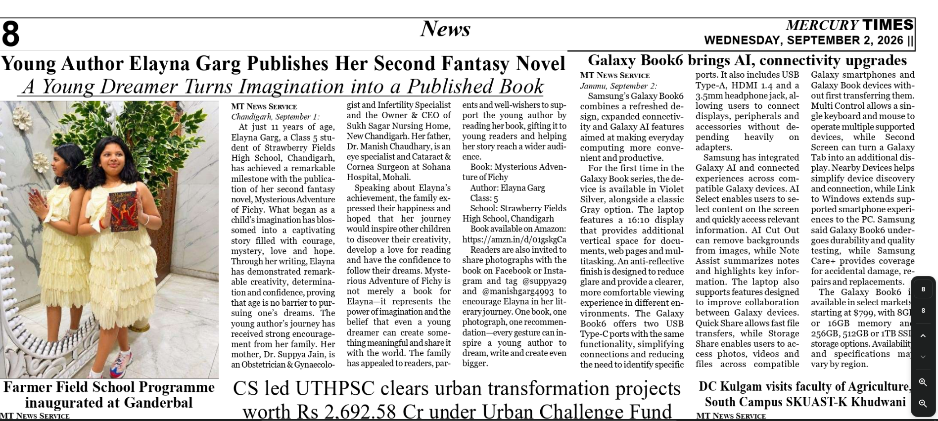 MERCURY TIMES clipping about Elayna Garg